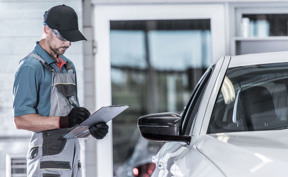 Mechanic working on a car